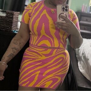 Pink and Yellow Patterned Dress